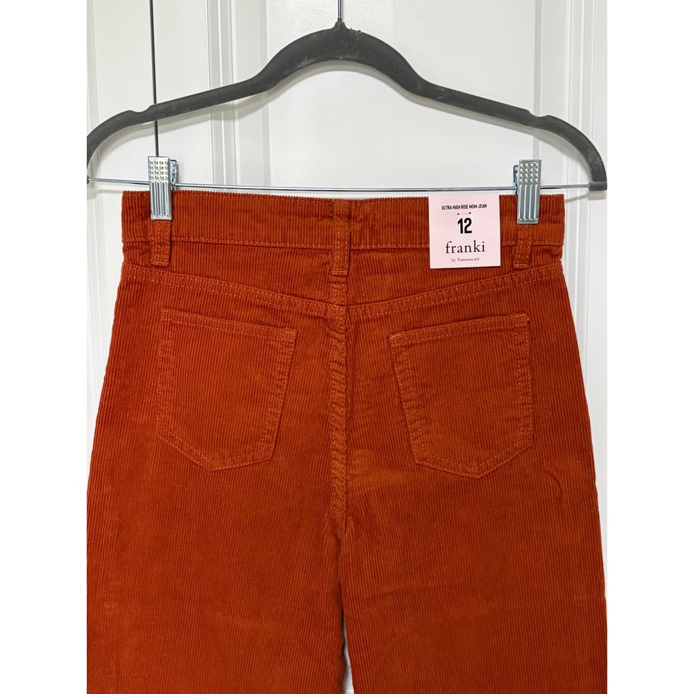 Franki by Francesca's Youth 12 Rust Orange Corduroy Ultra High Rise Mom Jeans - Picture 5 of 9